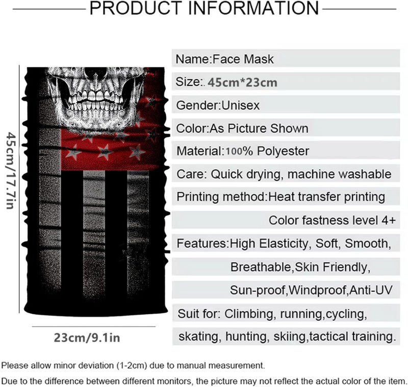 WYSUMMER Scarves Bandanas Skull Face Tube Headband, Gaiter Head Wrap Balaclava Magic Scarf Motorcycle Multi Function Headwear - Image 2